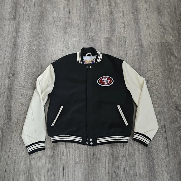 Jeff Hamilton San Francisco 49ers Vegan Varsity Jacket Mens Size Medium
